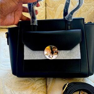 Small Black Vegan Leather Tote